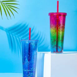 Borraccia Xl In Plastica Con Cannuccia Rainbow