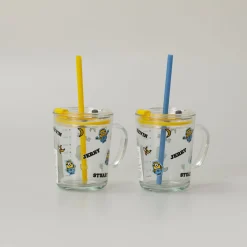 Tazza In Vetro Con Cannuccia - Minions (1Pz) (400Ml)